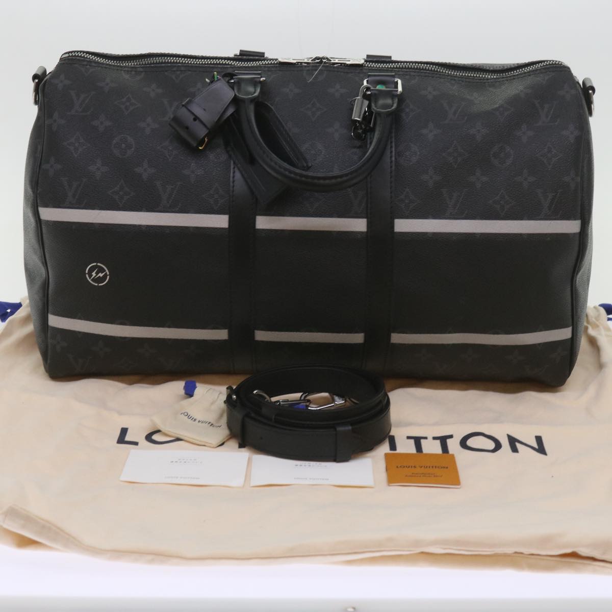 LOUIS VUITTON Eclipse Fragment Keepall Bandouliere 45 Bag M43278 LV Auth 66508S