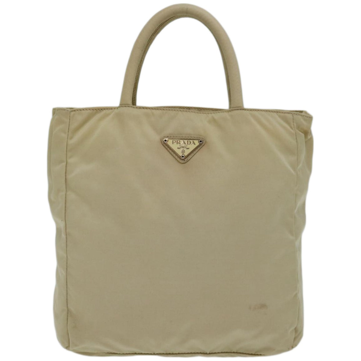 PRADA Hand Bag Nylon Cream Auth 66593