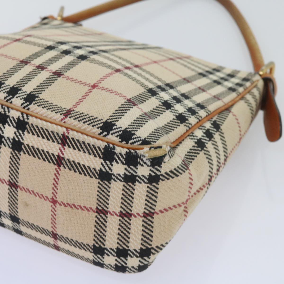 BURBERRY Nova Check Shoulder Bag Canvas Beige Auth 66603