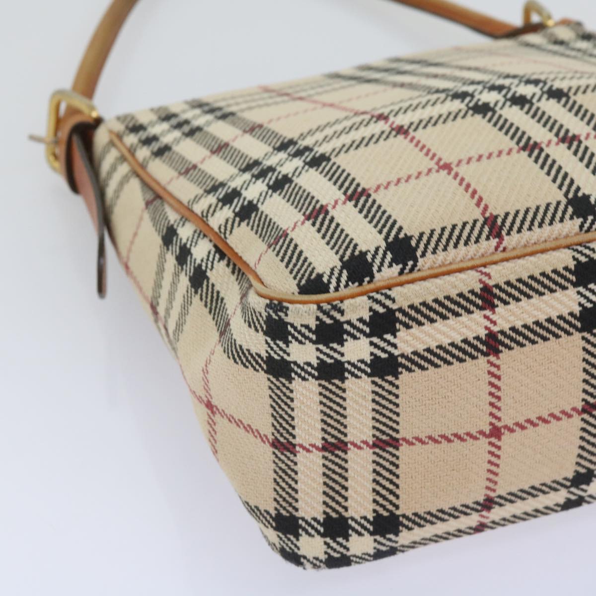 BURBERRY Nova Check Shoulder Bag Canvas Beige Auth 66603