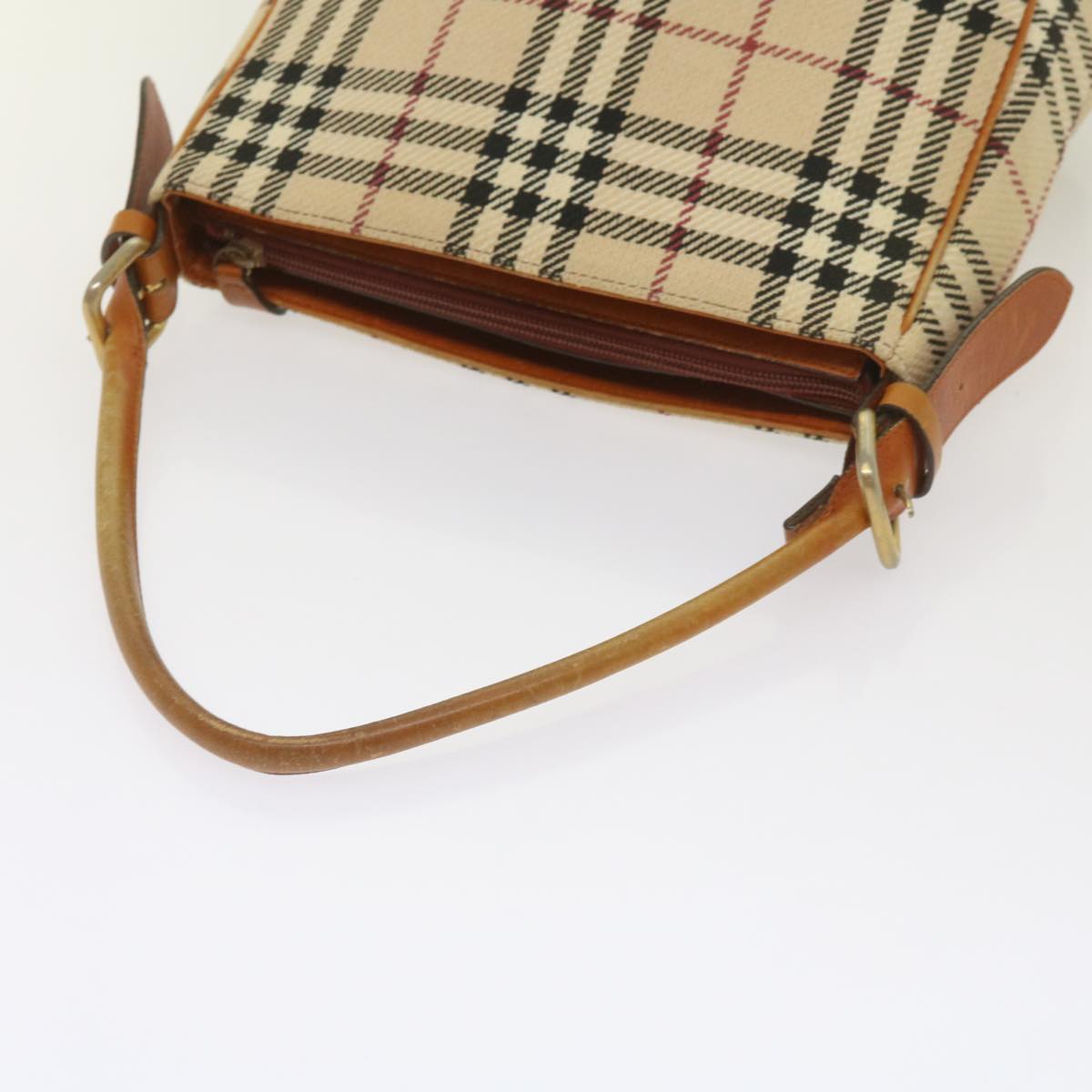 BURBERRY Nova Check Shoulder Bag Canvas Beige Auth 66603