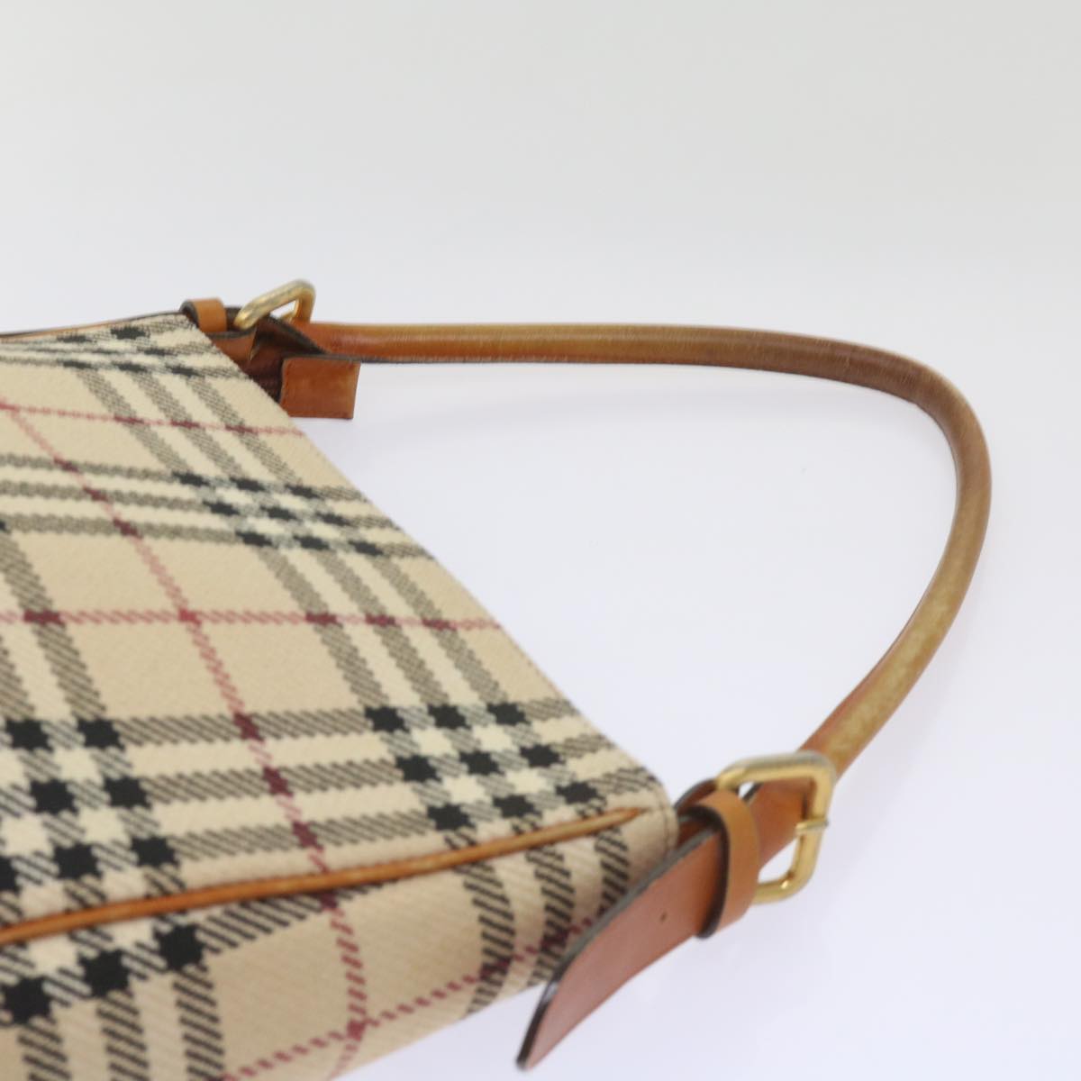 BURBERRY Nova Check Shoulder Bag Canvas Beige Auth 66603