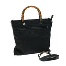GUCCI Bamboo Hand Bag Nylon 2way Black 001 1095 1878 Auth 66621-1