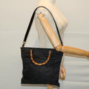 GUCCI Bamboo Hand Bag Nylon 2way Black 001 1095 1878 Auth 66621-23