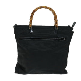 GUCCI Bamboo Hand Bag Nylon 2way Black 001 1095 1878 Auth 66621 - 0