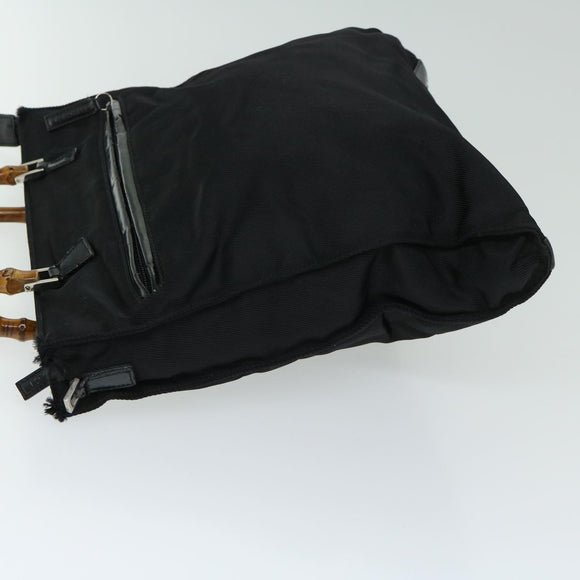 GUCCI Bamboo Hand Bag Nylon 2way Black 001 1095 1878 Auth 66621