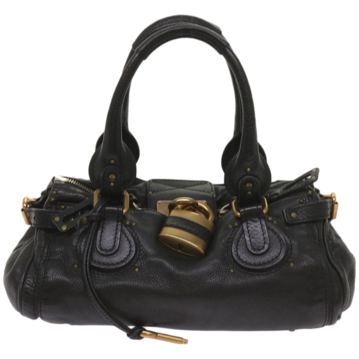 Chloe Paddington Shoulder Bag Leather Black Auth 66642