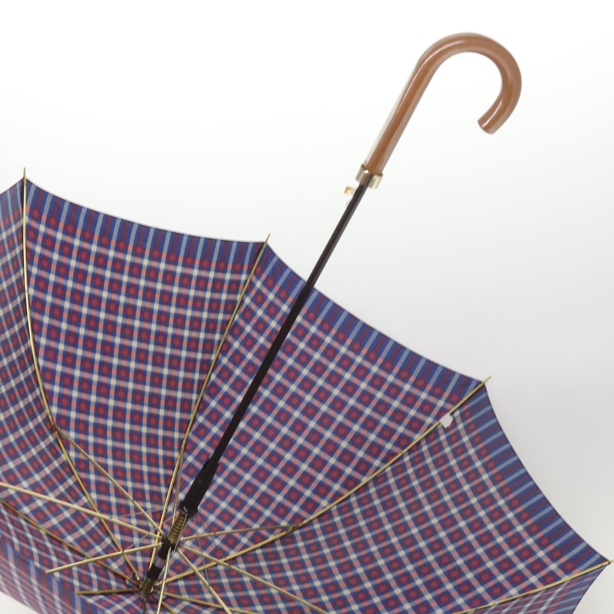 SAINT LAURENT Umbrella Nylon Wood Blue Red Auth 66647