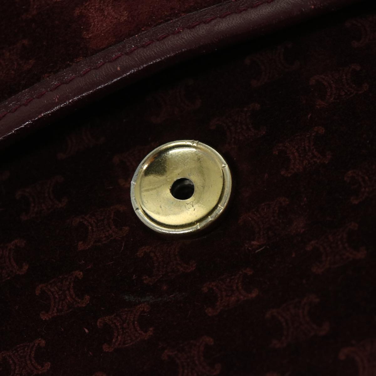 CELINE Macadam Canvas Shoulder Bag Bordeaux Auth 66661