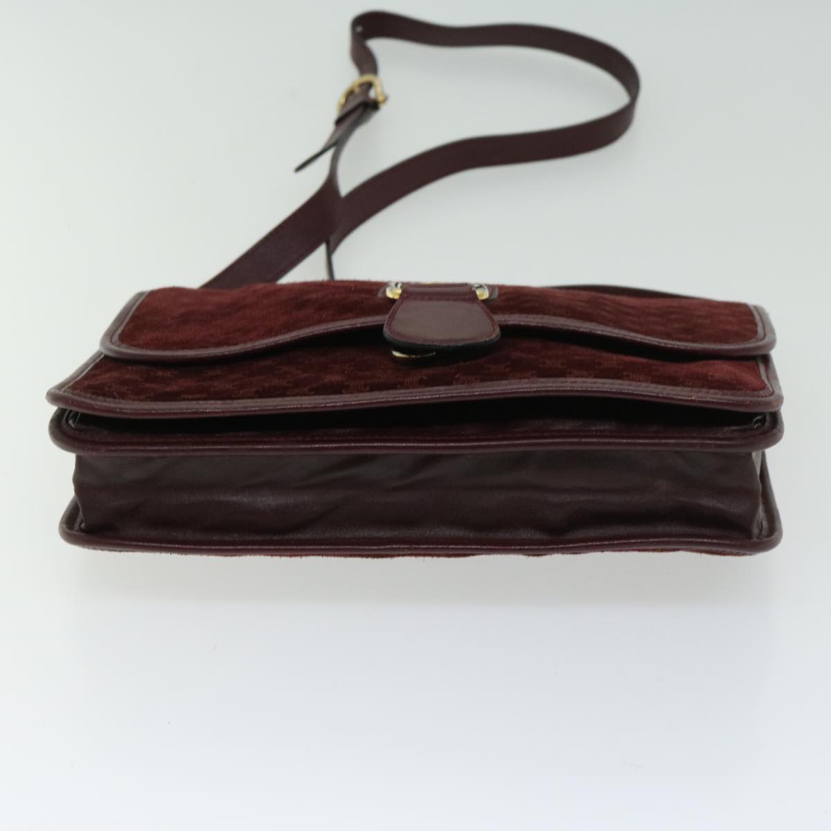 CELINE Macadam Canvas Shoulder Bag Bordeaux Auth 66661