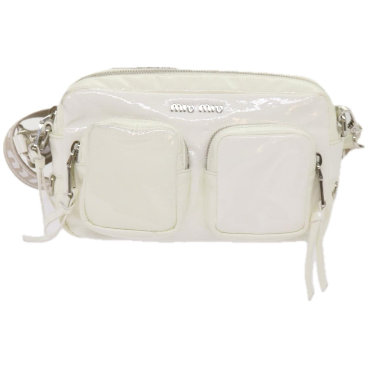 Miu Miu Shoulder Bag Enamel White Auth 66701