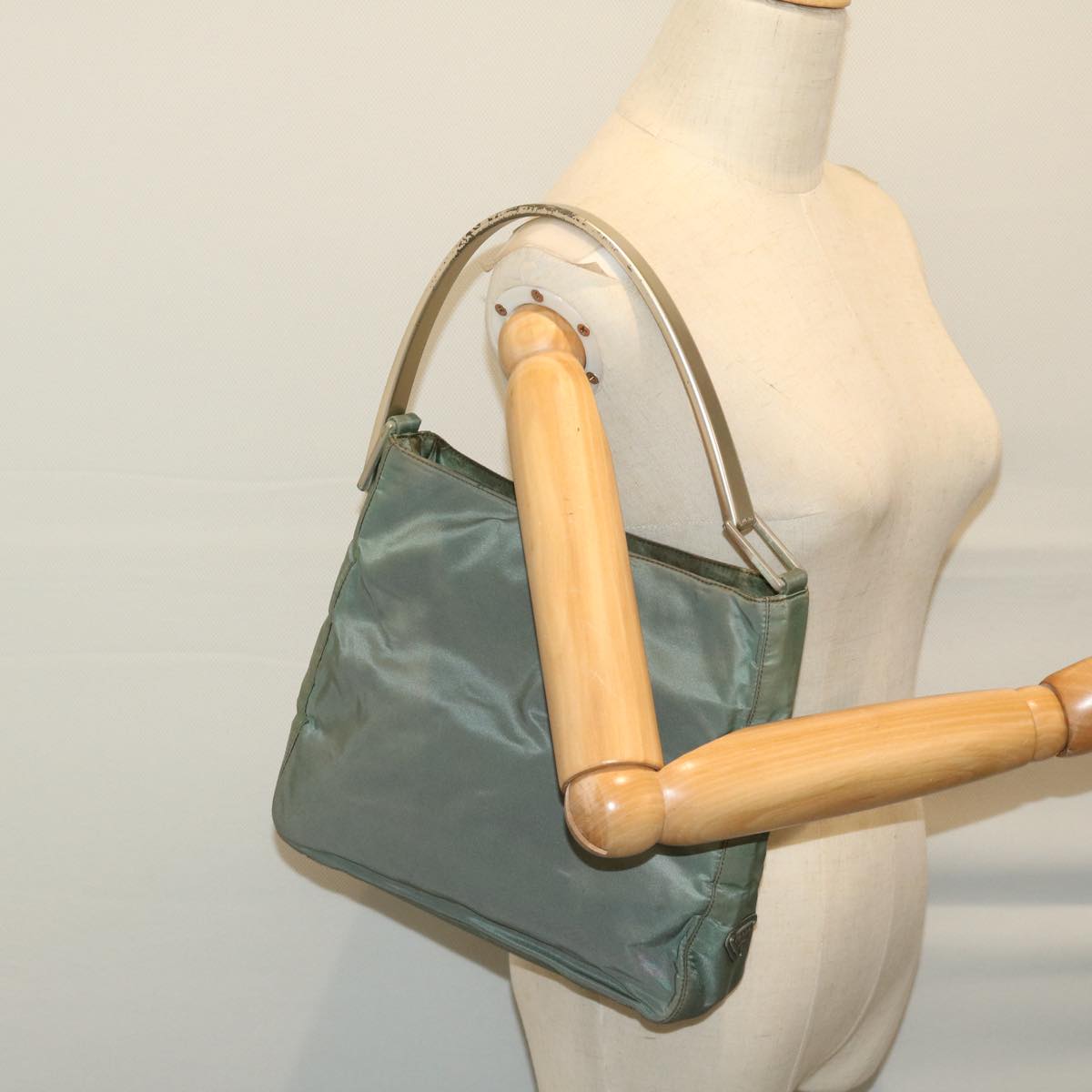 PRADA Tote Bag Nylon Green Auth 66712