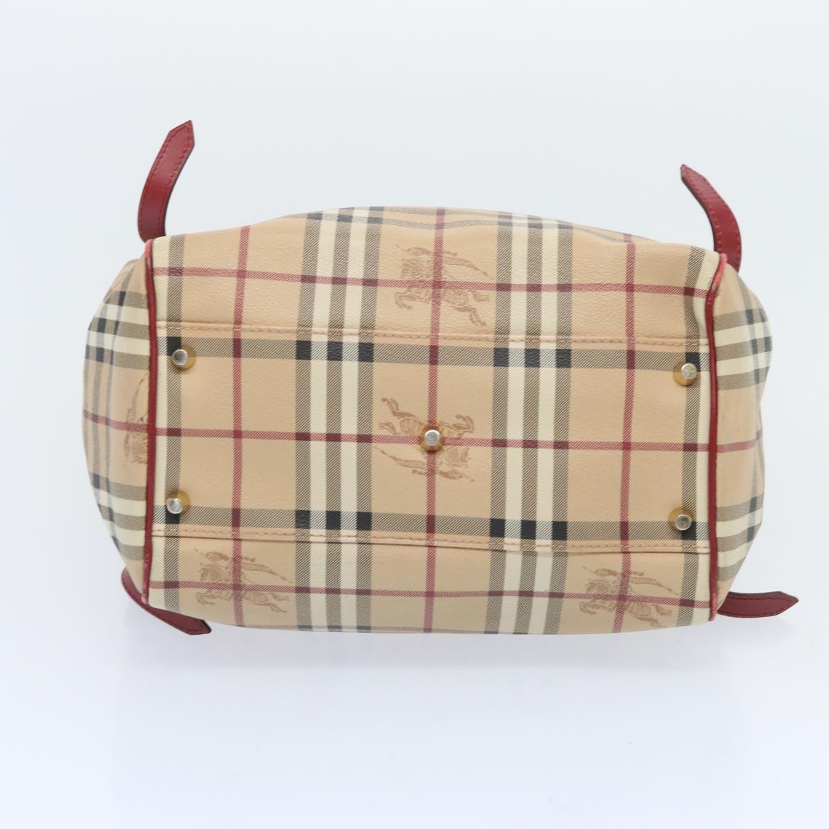 BURBERRY Nova Check Tote Bag PVC Beige Red Auth 66734