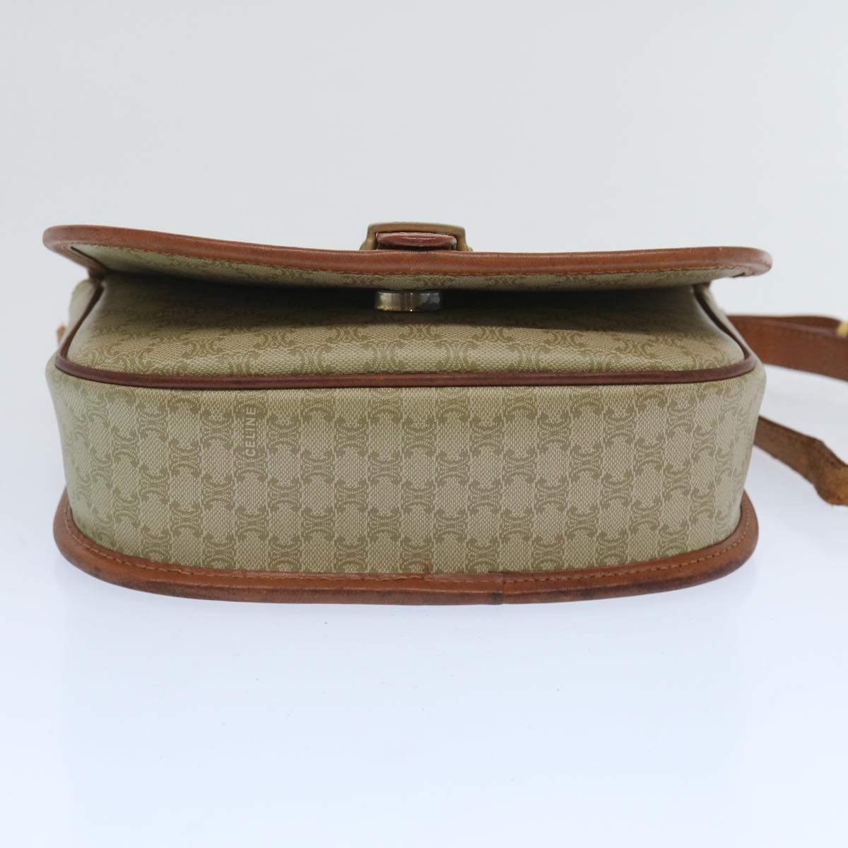 CELINE Macadam Canvas Shoulder Bag Beige Auth 66746