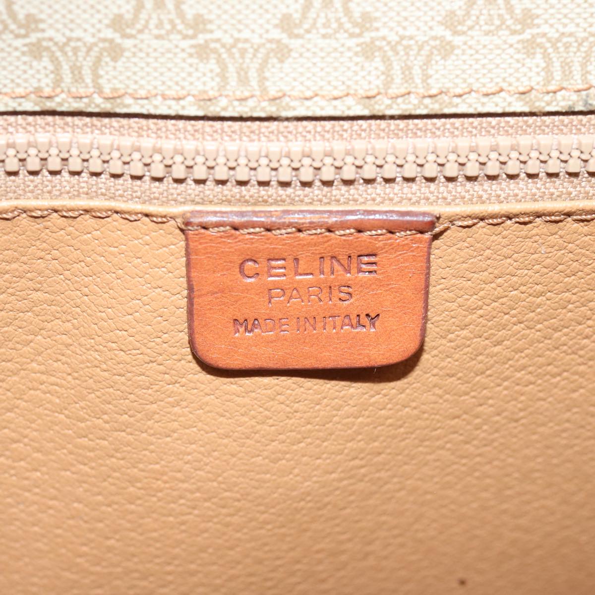 CELINE Macadam Canvas Shoulder Bag Beige Auth 66746