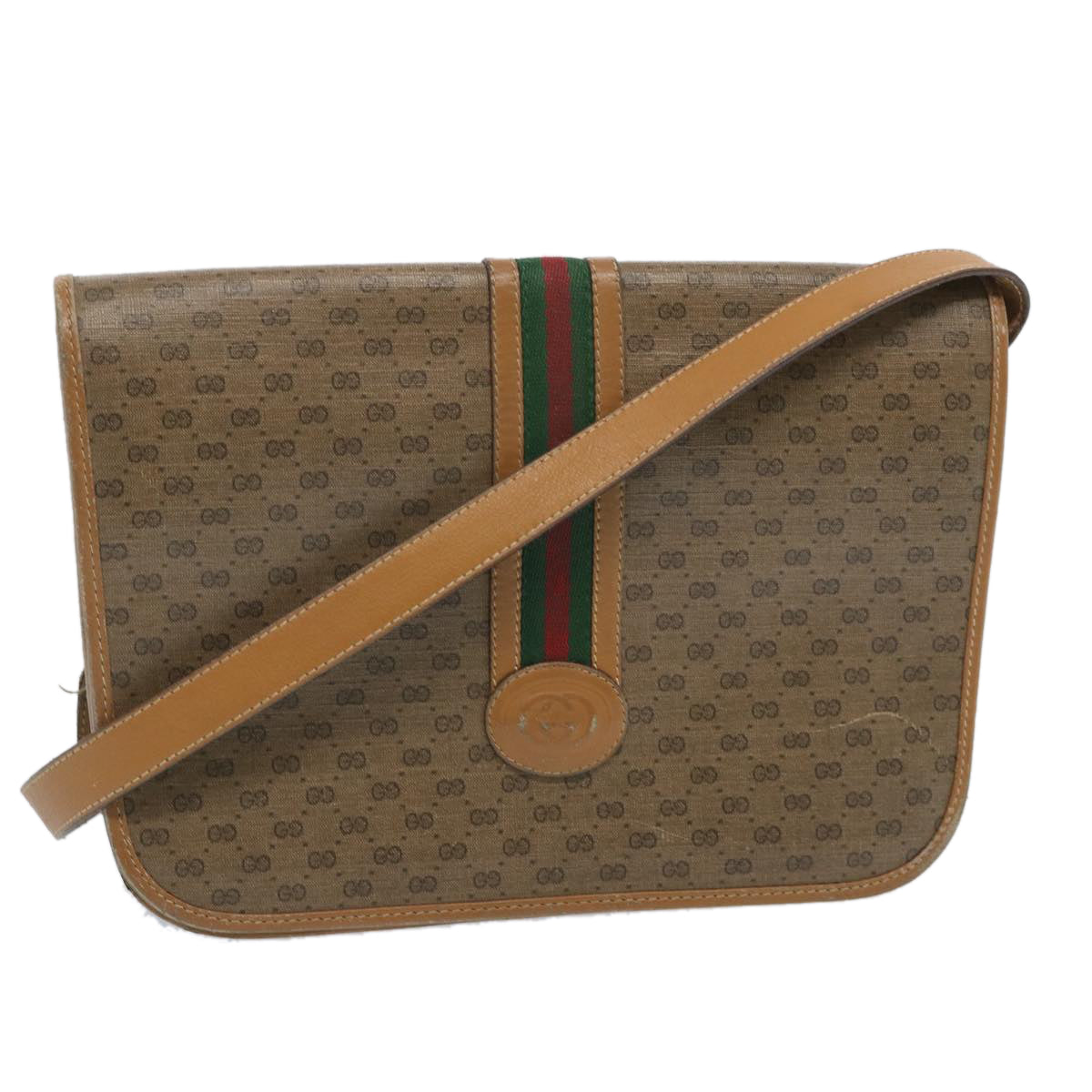 GUCCI Micro GG Supreme Web Sherry Line Shoulder Bag Beige 001 113 Auth 66762