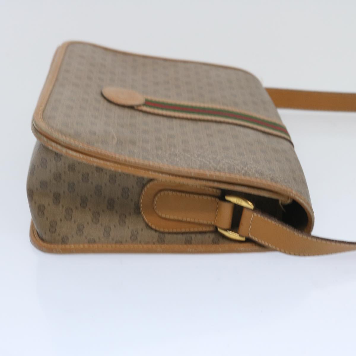 GUCCI Micro GG Supreme Web Sherry Line Shoulder Bag Beige 001 113 Auth 66762