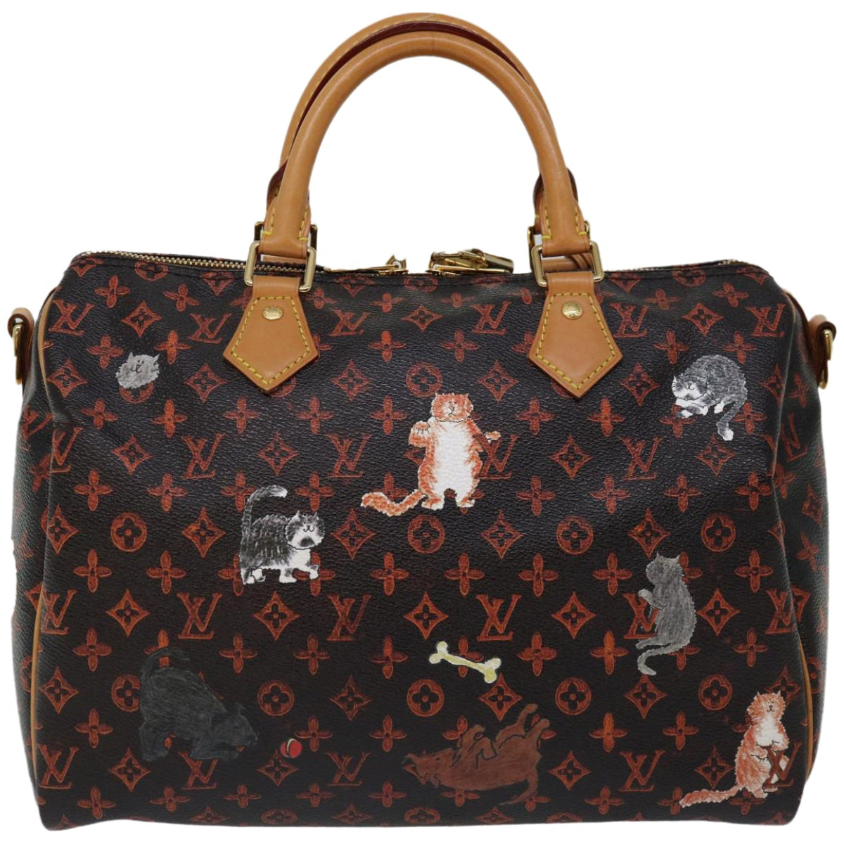 LOUIS VUITTON Catgram Speedy Bandouliere 30 Hand Bag Brown M44401 LV Auth 66796A - 0