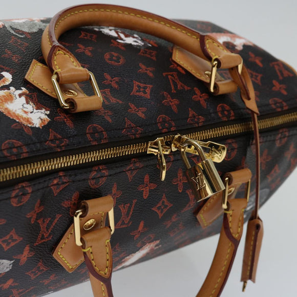 LOUIS VUITTON Catgram Speedy Bandouliere 30 Hand Bag Brown M44401 LV Auth 66796A