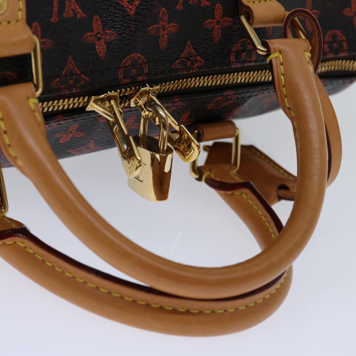 LOUIS VUITTON Catgram Speedy Bandouliere 30 Hand Bag Brown M44401 LV Auth 66796A