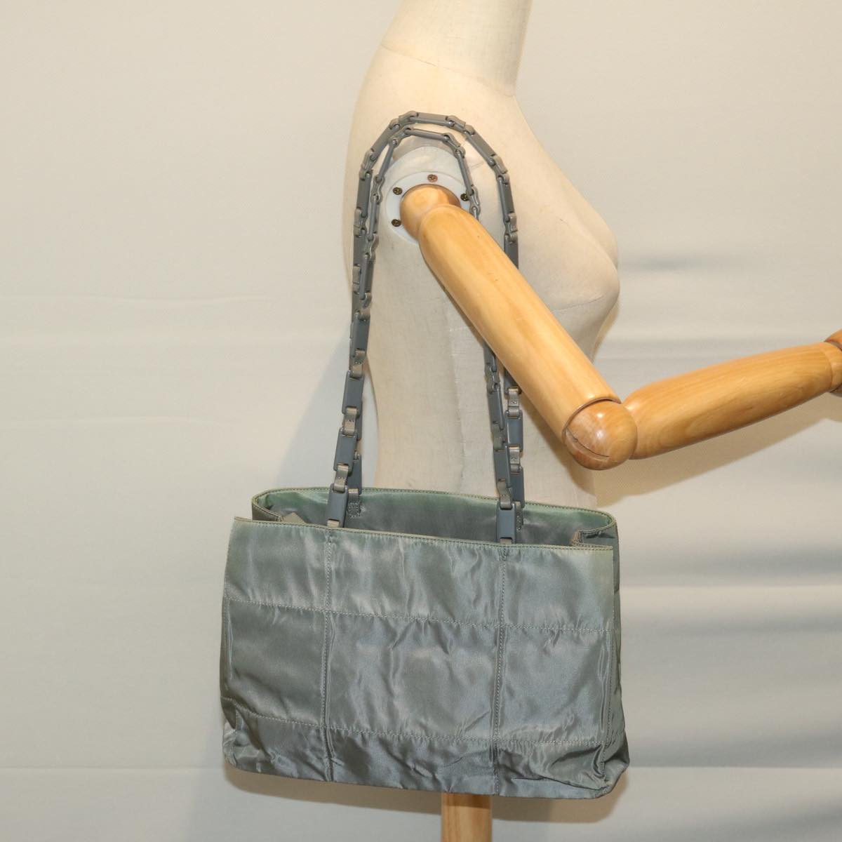 PRADA Tote Bag Nylon Gray Auth 66802