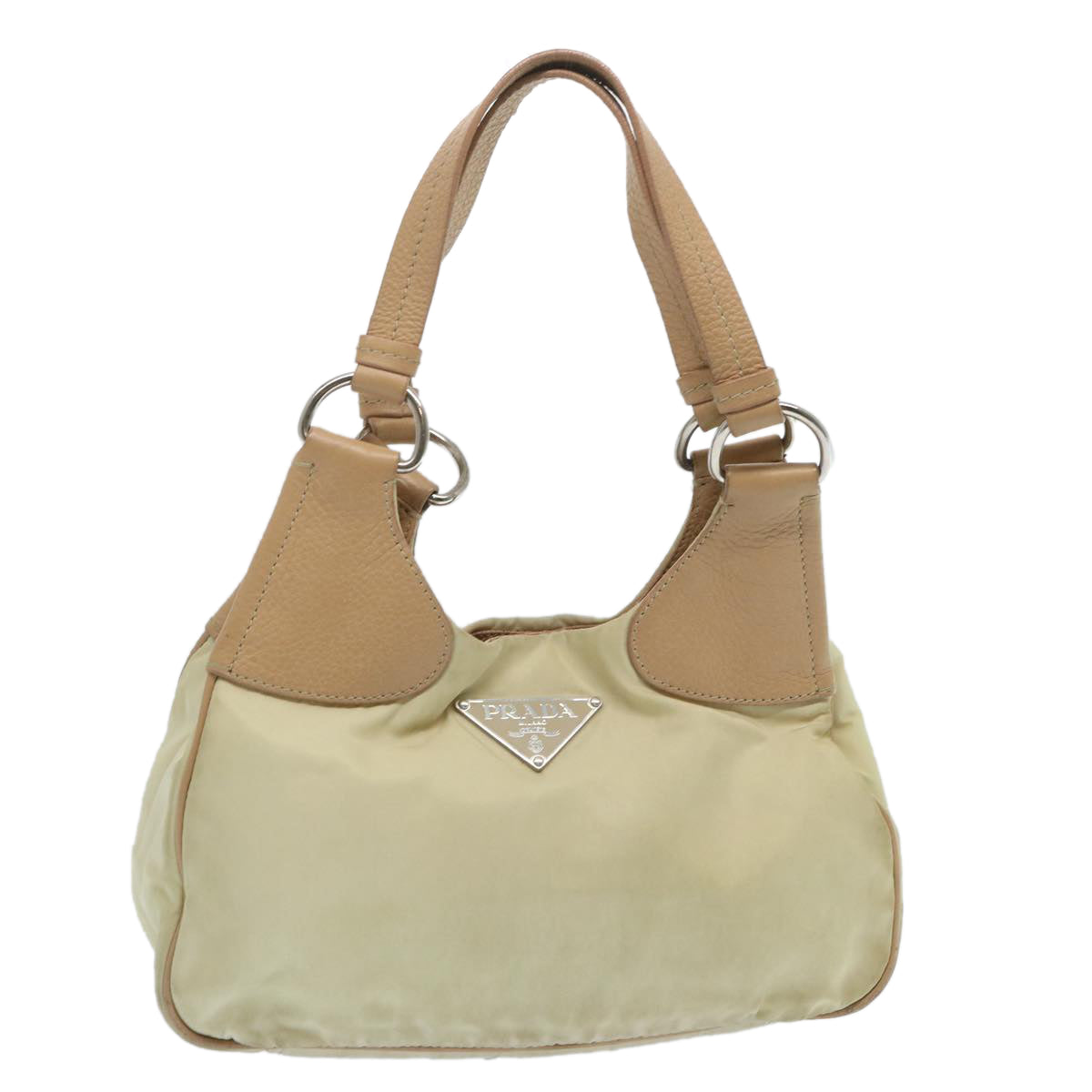 PRADA Shoulder Bag Nylon Cream Auth 66804