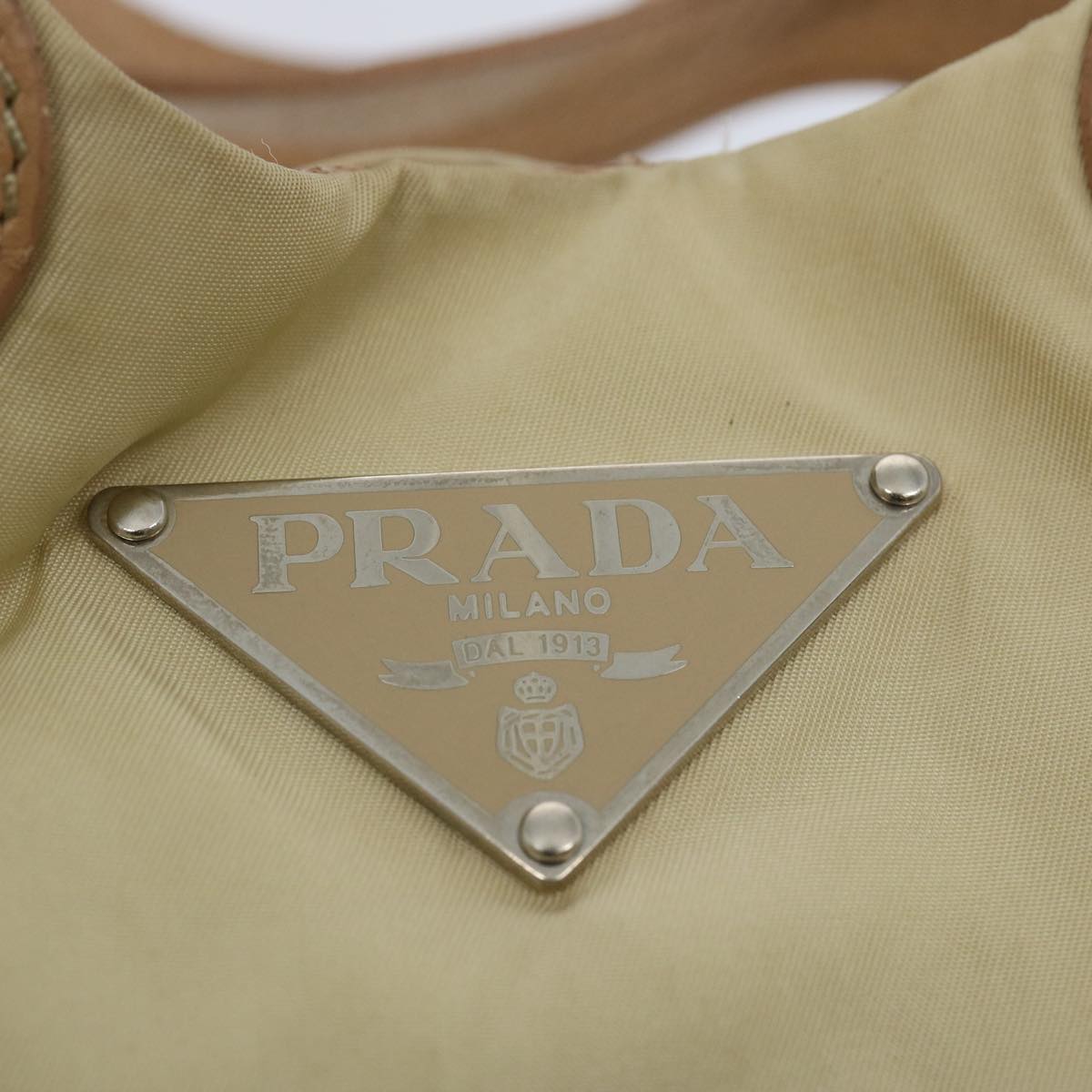 PRADA Shoulder Bag Nylon Cream Auth 66804