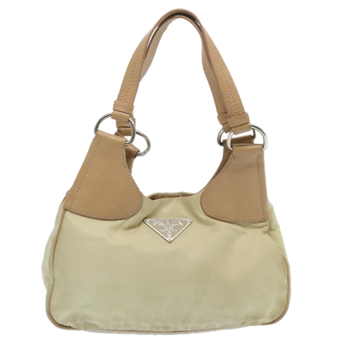 PRADA Shoulder Bag Nylon Cream Auth 66804 - 0