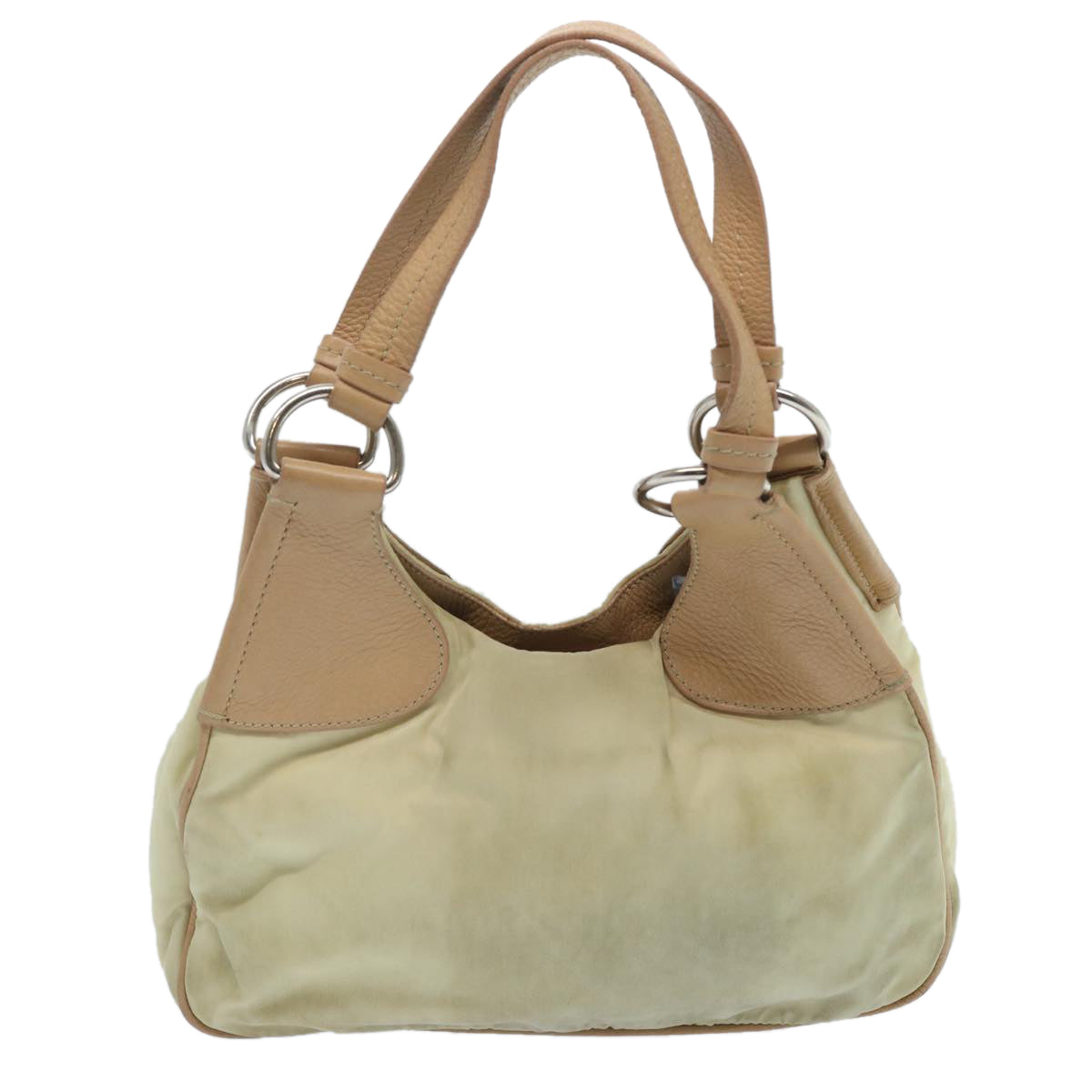 PRADA Shoulder Bag Nylon Cream Auth 66804