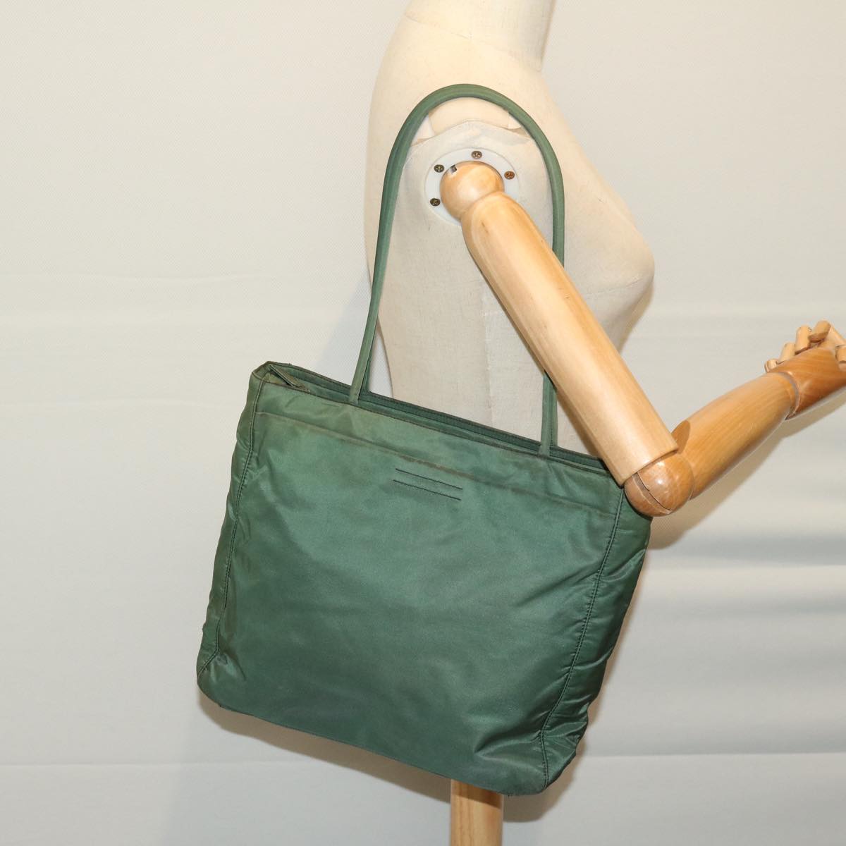 PRADA Tote Bag Nylon Green Auth 66807