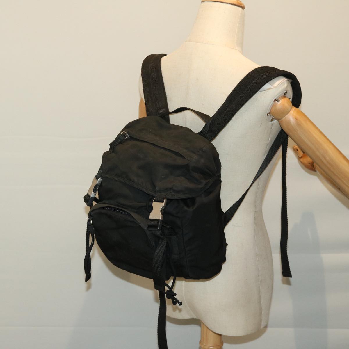 PRADA Backpack Nylon Black Auth 66809