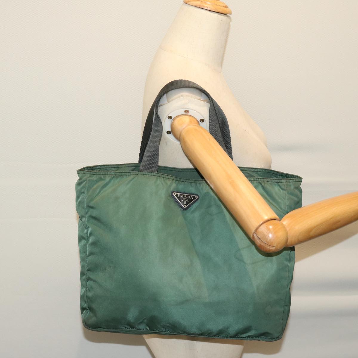 PRADA Tote Bag Nylon Green Auth 66810