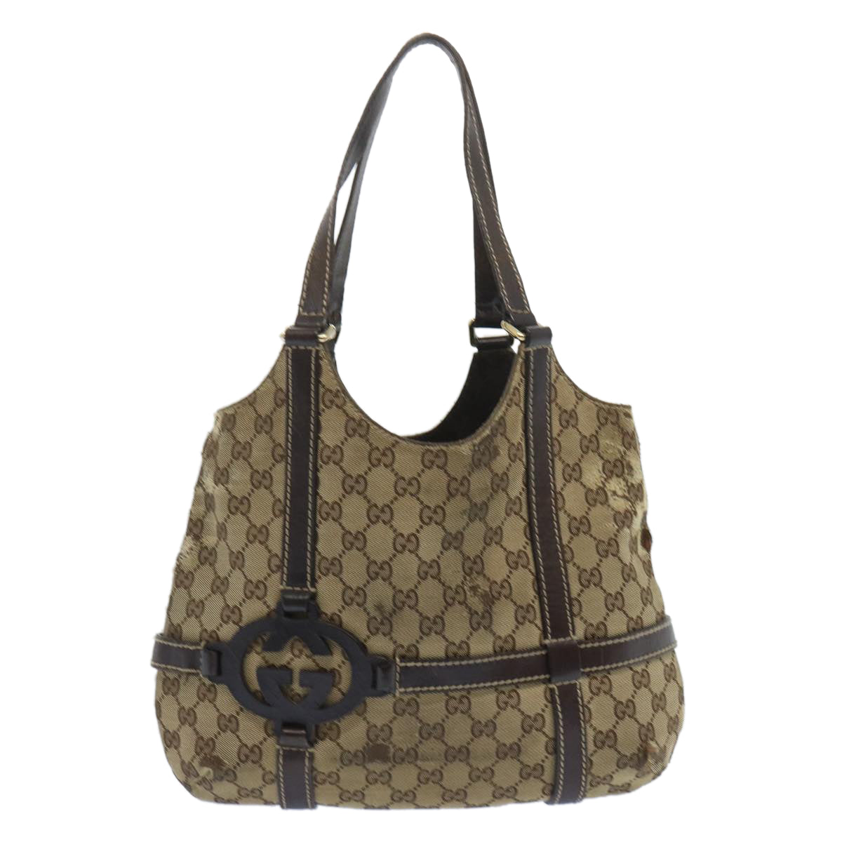 GUCCI GG Canvas Shoulder Bag Beige 181502 Auth 66814 - 0