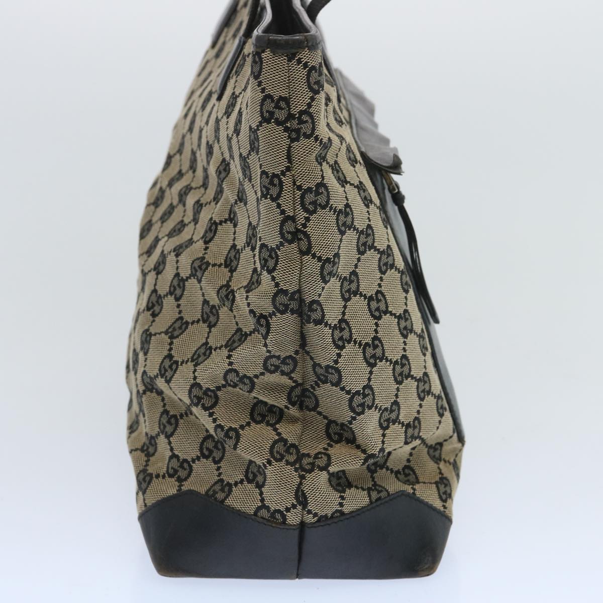 GUCCI GG Canvas Tote Bag Black Beige 019 0426 2404 Auth 66816