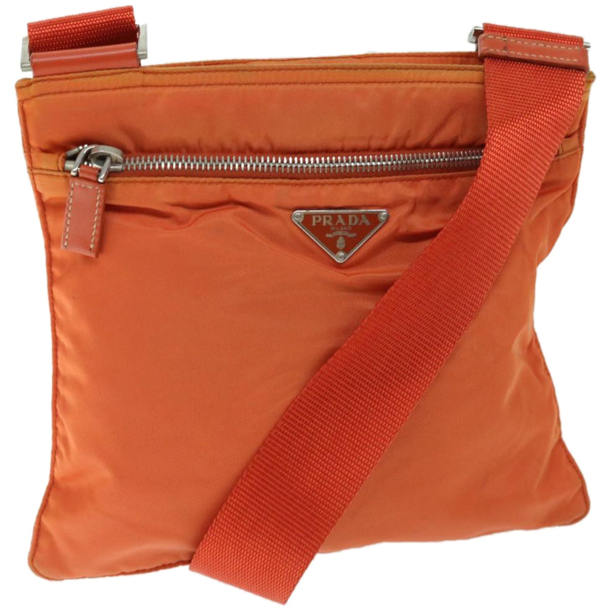 PRADA Shoulder Bag Nylon Orange Auth 66826