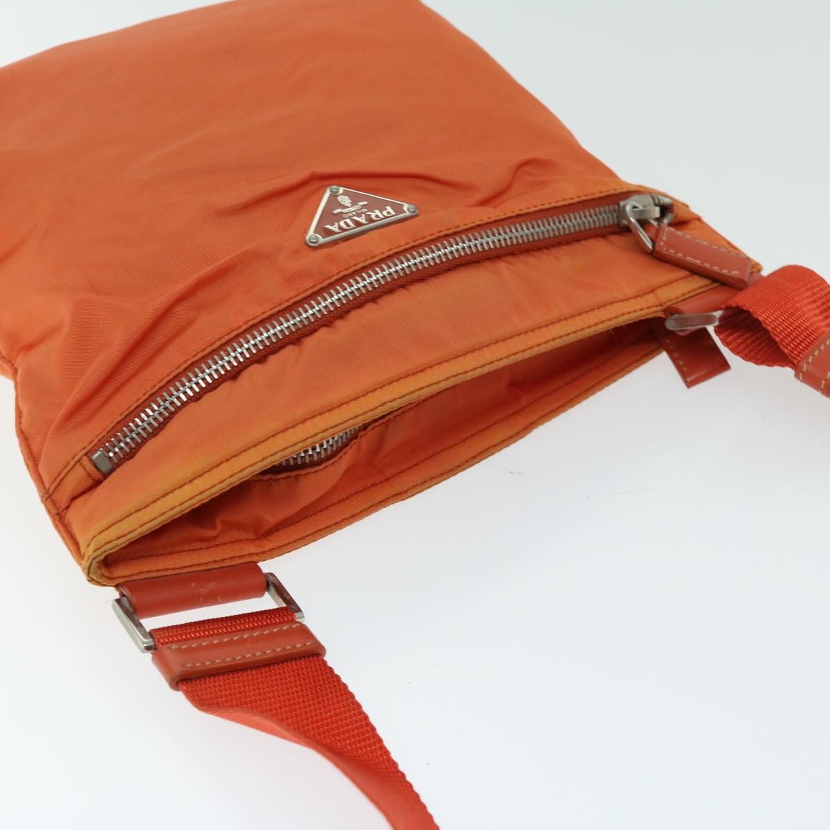 PRADA Shoulder Bag Nylon Orange Auth 66826