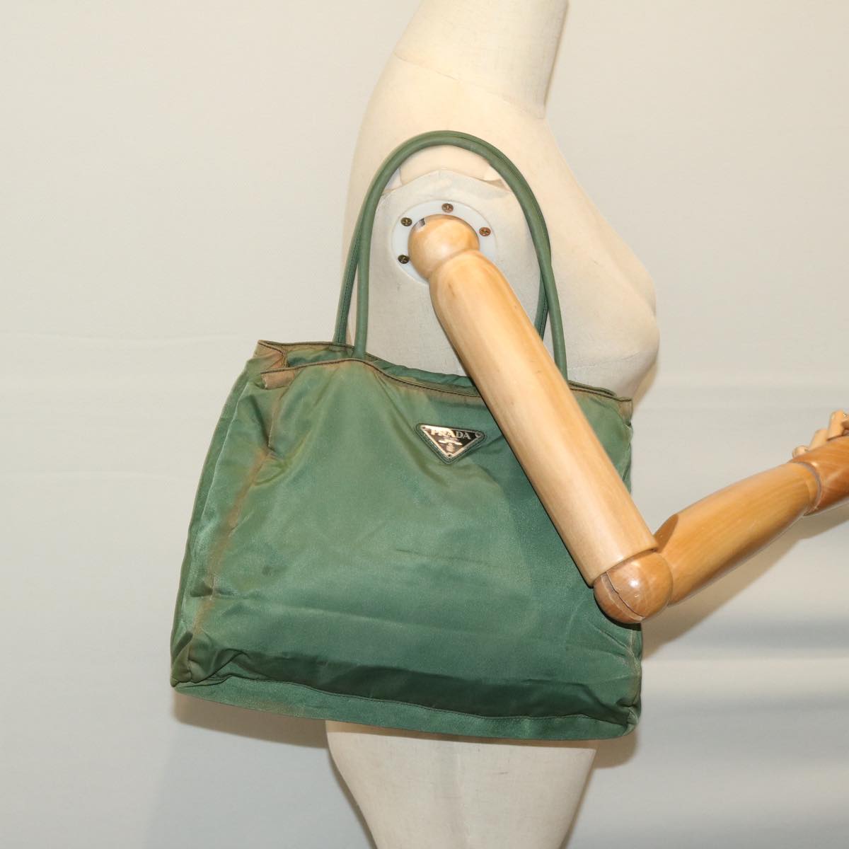 PRADA Tote Bag Nylon Green Auth 66830