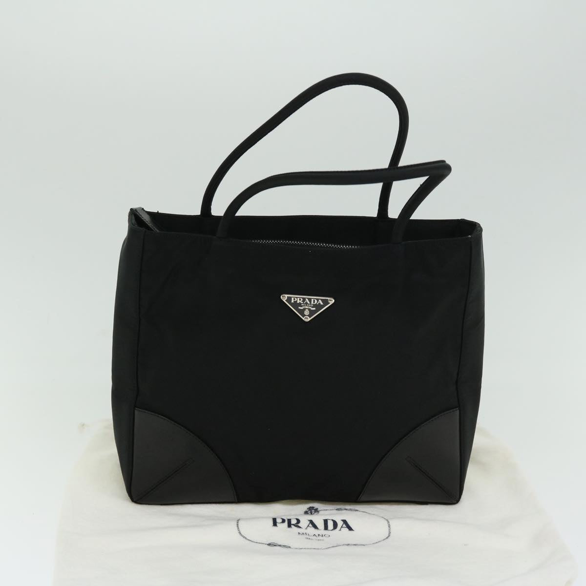 PRADA Hand Bag Nylon Black Auth 66842