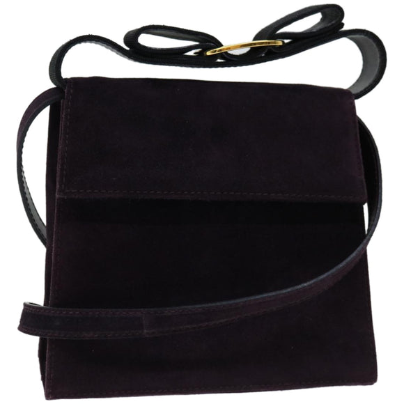 Salvatore Ferragamo Handtas Suède 2-weg Paars Auth 66859