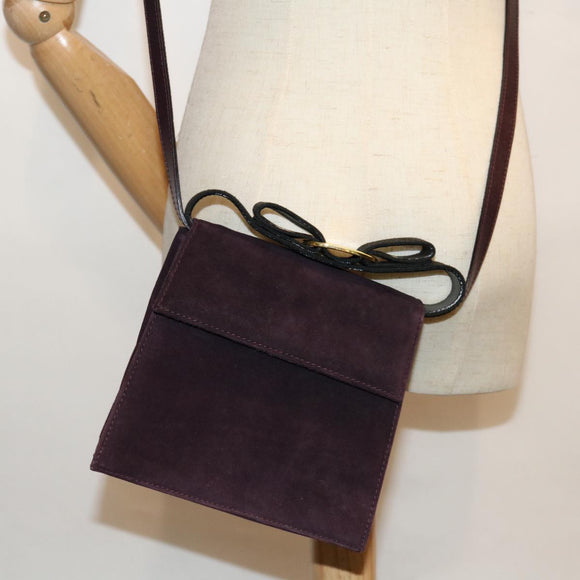 Salvatore Ferragamo Handtas Suède 2-weg Paars Auth 66859