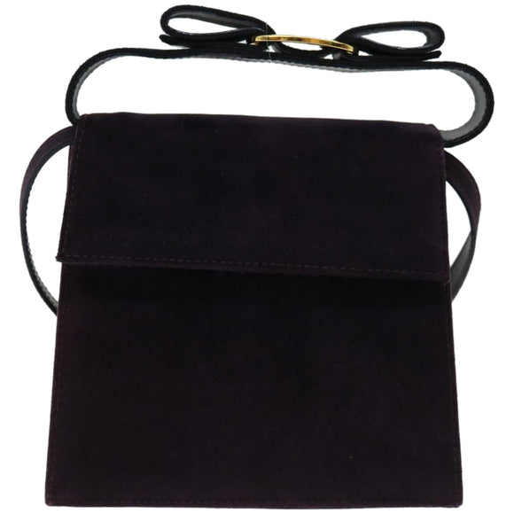 Salvatore Ferragamo Handtas Suède 2-weg Paars Auth 66859