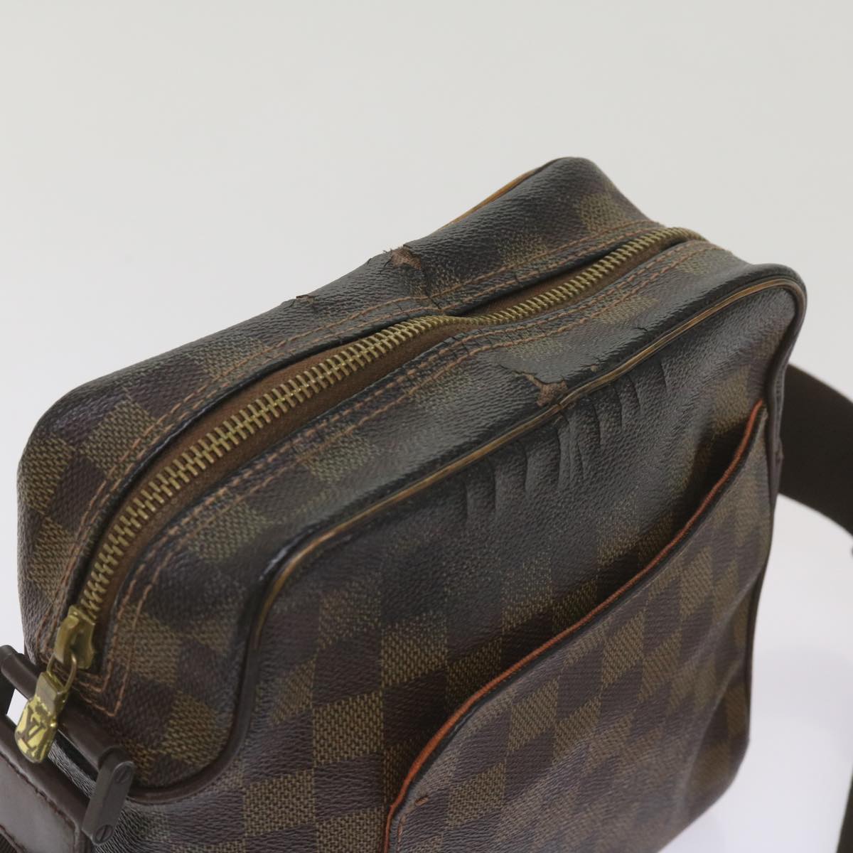 LOUIS VUITTON Damier Ebene Olaf PM Shoulder Bag N41442 LV Auth 66866