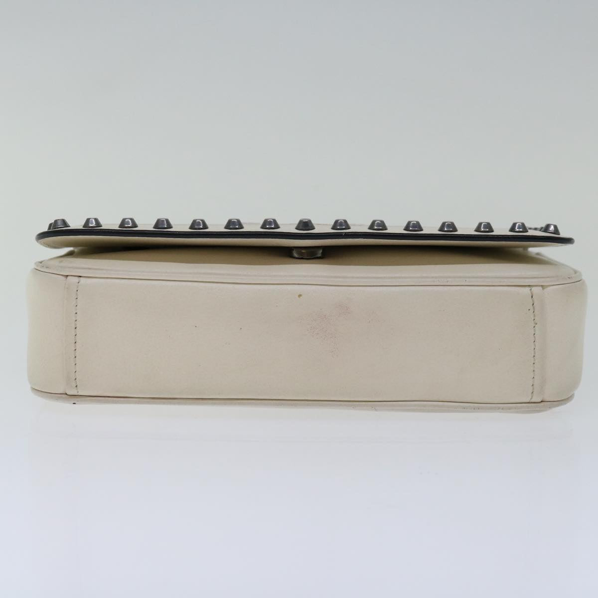 PRADA Chain Shoulder Bag Leather Ivory Auth 66873