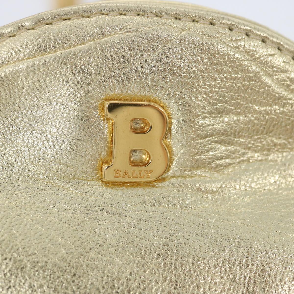 BALLY Chain Shoulder Bag Leather Gold Auth 66874