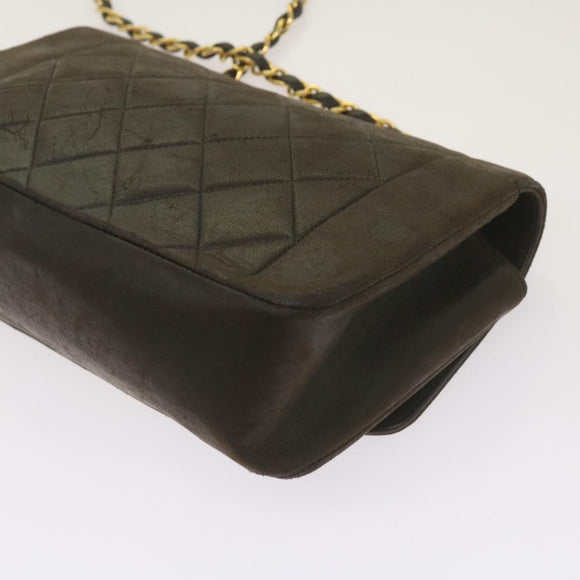 CHANEL Diana Matelasse Chain Shoulder Bag Leather Black CC Auth 66875