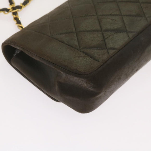 CHANEL Diana Matelasse Chain Shoulder Bag Leather Black CC Auth 66875