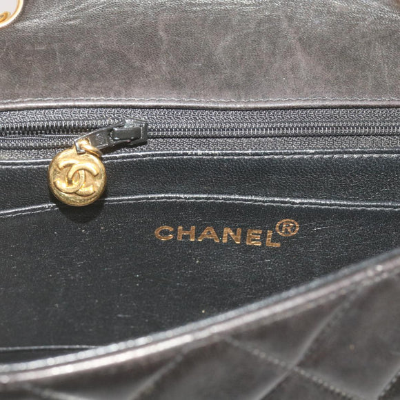 CHANEL Diana Matelasse Chain Shoulder Bag Leather Black CC Auth 66875