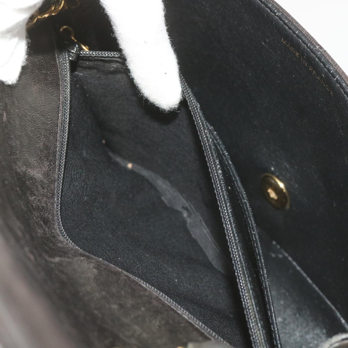 CHANEL Diana Matelasse Chain Shoulder Bag Leather Black CC Auth 66875