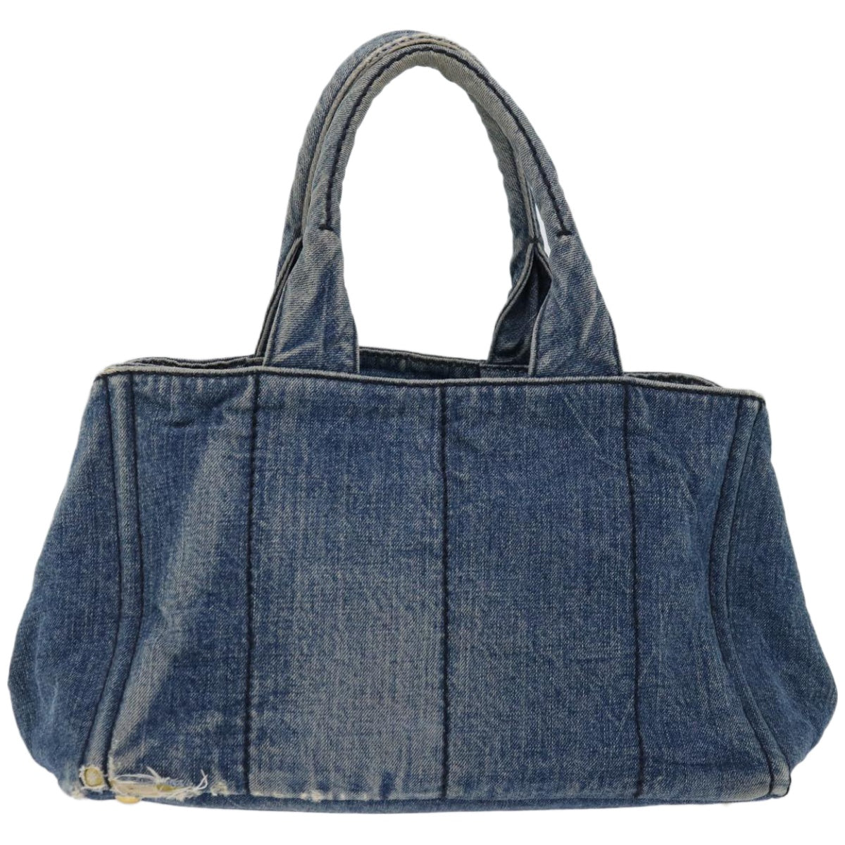 PRADA Canapa MM Hand Bag Denim Blue Auth 66920 - 0