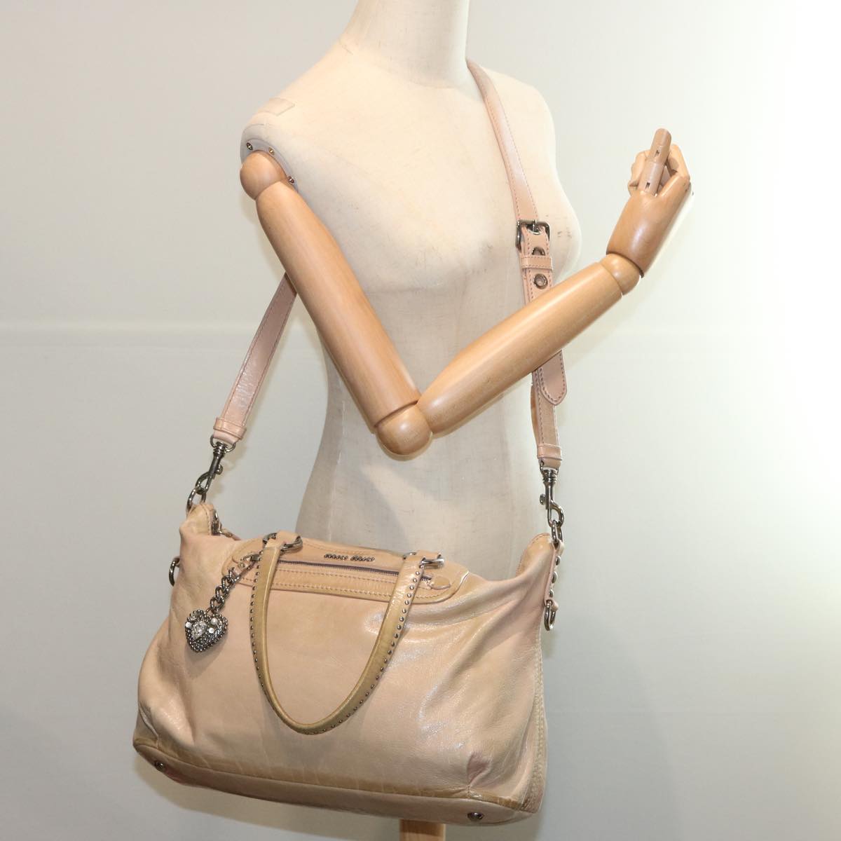 Miu Miu Tote Bag Leather 2way Beige Auth 66943